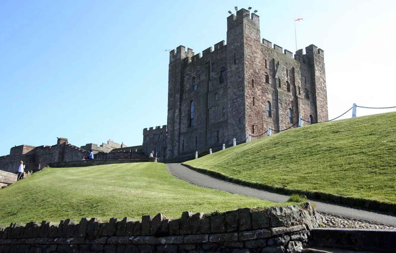 Photo wallpaper grass, Bamburgh Castle, built