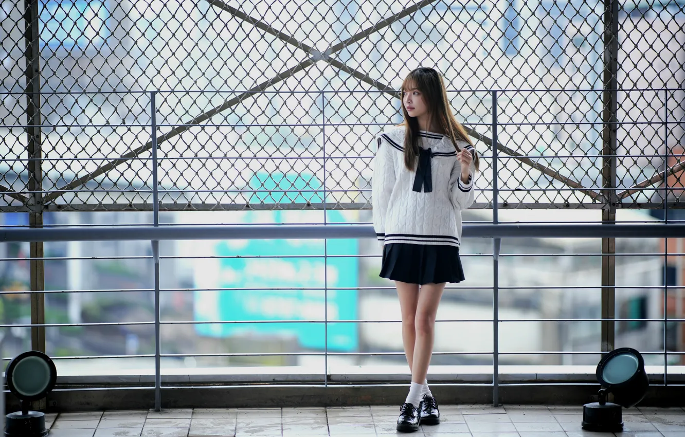 Photo wallpaper girl, schoolgirl, Asian
