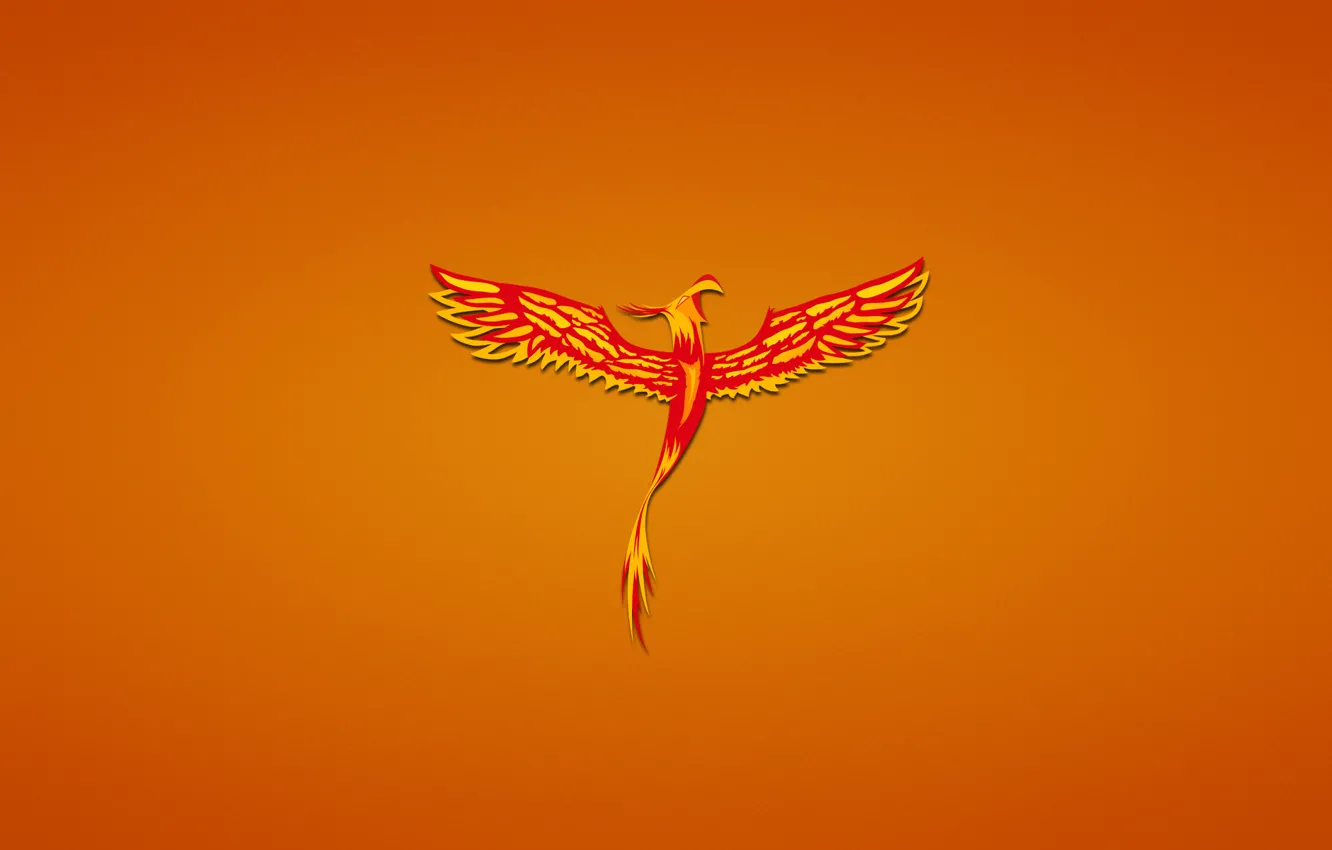 Photo wallpaper bird, minimalism, red, Phoenix, phoenix, fenix, reddish background