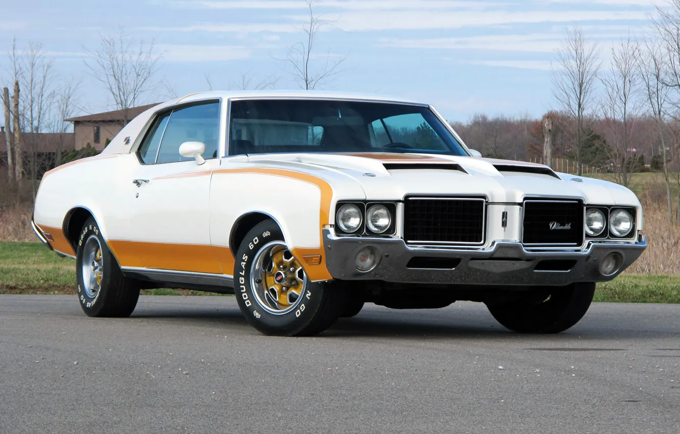 Photo wallpaper muscle car, Coupe, the front, 1972, Hardtop, Pace Car, Oldsmobile, Cutlass
