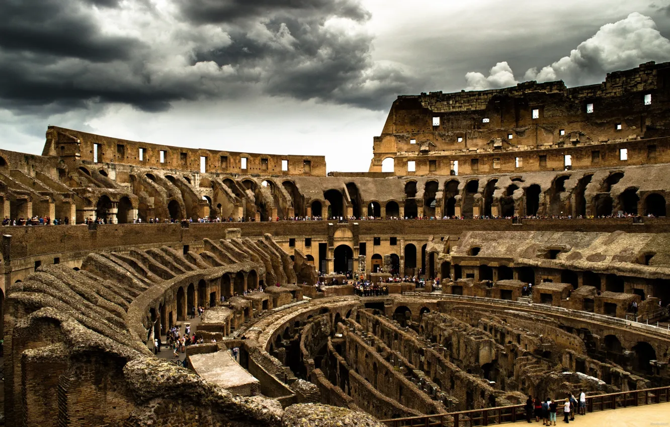 Photo wallpaper clouds, Rome, Colosseum