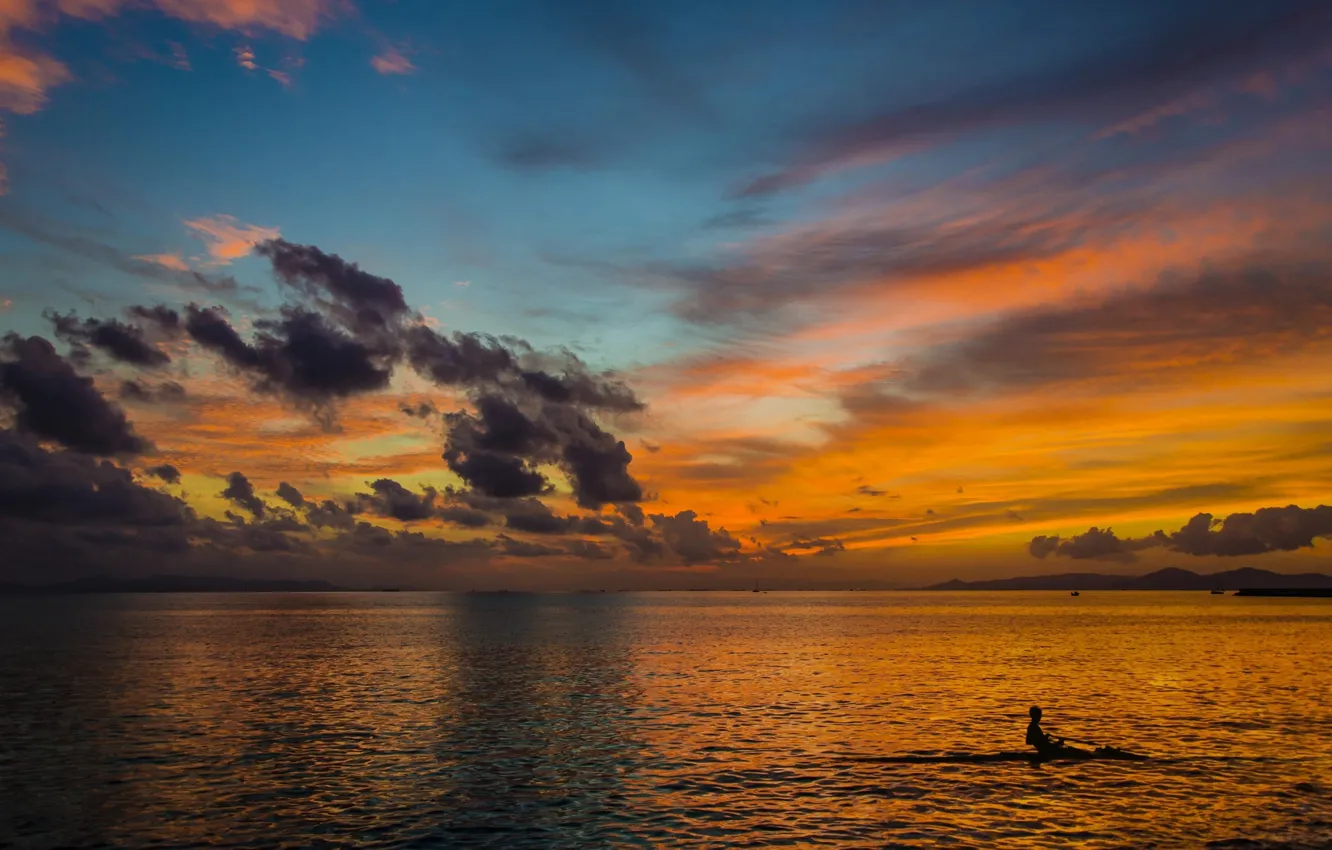 Photo wallpaper summer, landscape, sunset, the ocean