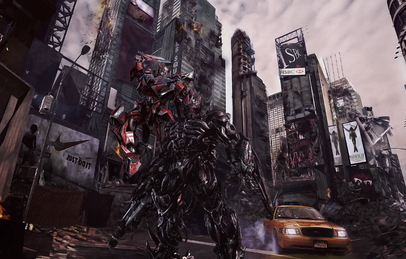 Photo wallpaper the city, transformers, destroyed, optimus prime, transformers 3, Optimus Prime, Decepticon