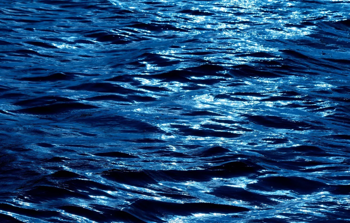 Photo wallpaper wave, water, blue, ruffle