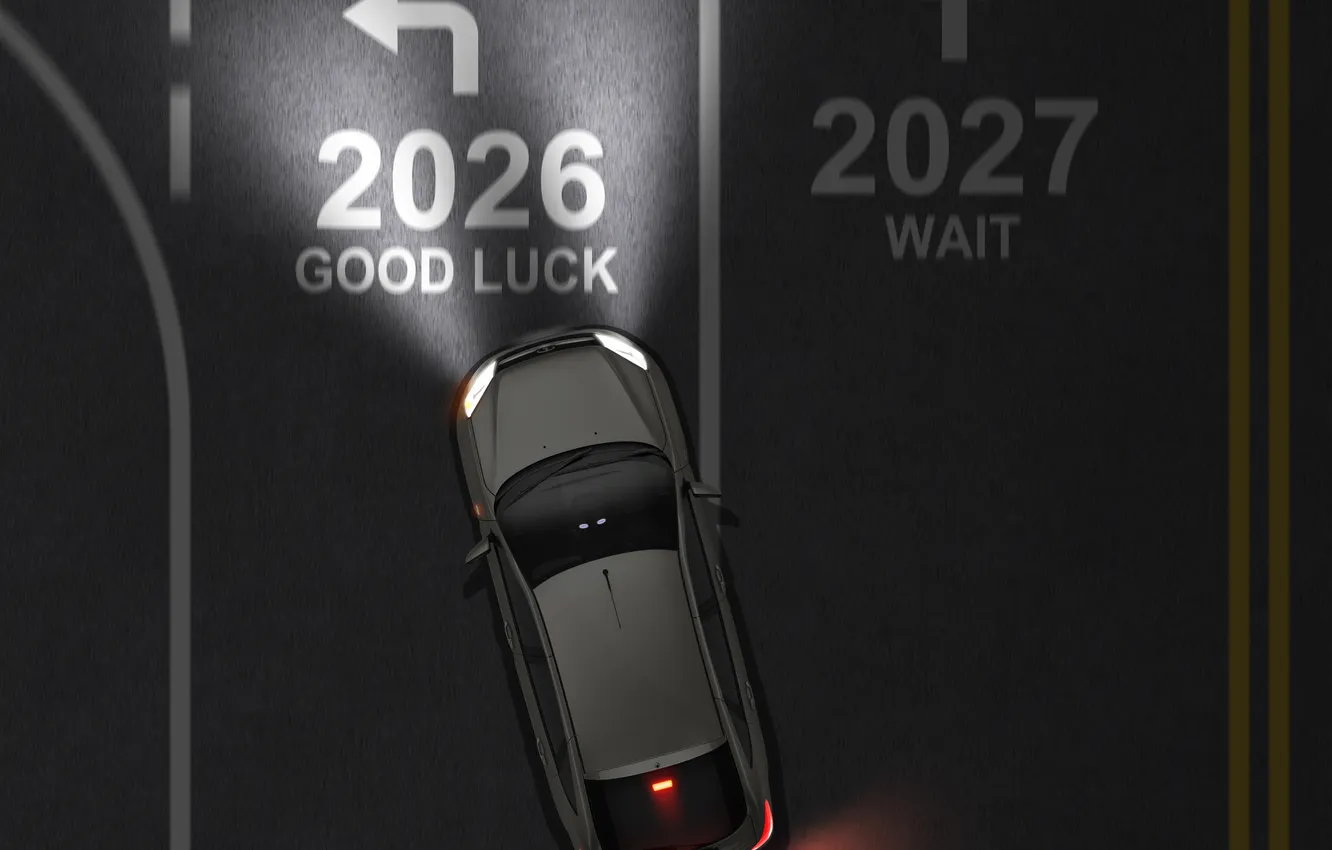 Photo wallpaper car, road, Good Luck, 2027 year, happy new yer, new yrar, 2026 Year