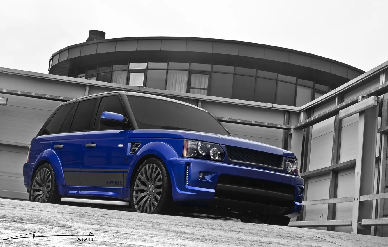 Photo wallpaper the sky, blue, tuning, building, jeep, Range Rover, tuning, the front