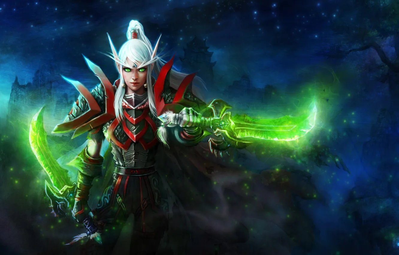 Photo wallpaper magic, art, dagger, World of Warcraft, elf, wow, Blood Elf Rogue