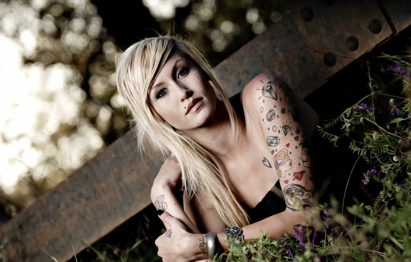 Photo wallpaper girl, mood, tattoo