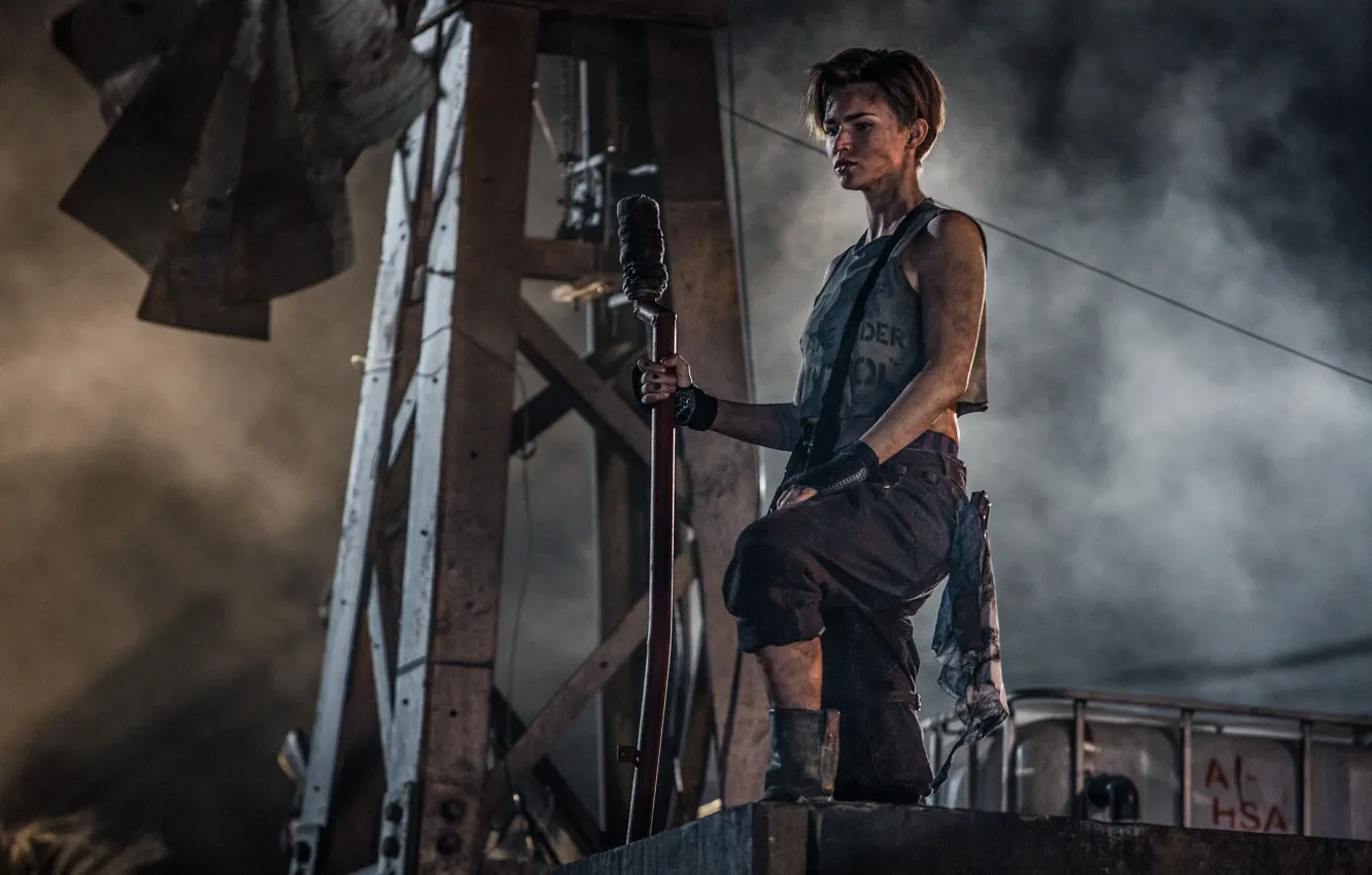 Photo wallpaper cinema, weapon, umbrella, Resident Evil, movie, film, Biohazard, Ruby Rose