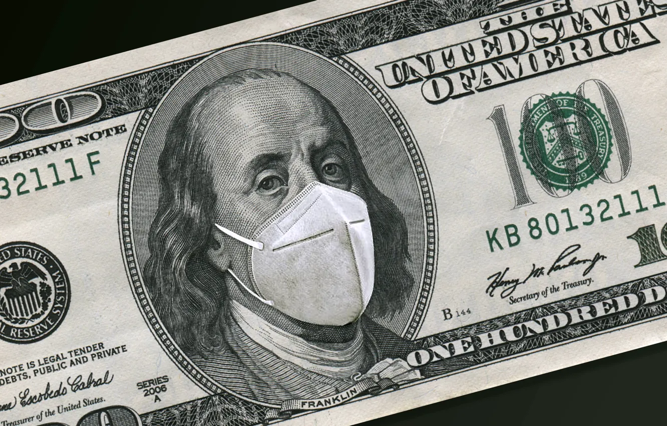 Photo wallpaper money, dollars, Benjamin Franklin, Benjamin Franklin, bills, 100, economy, coronavirus