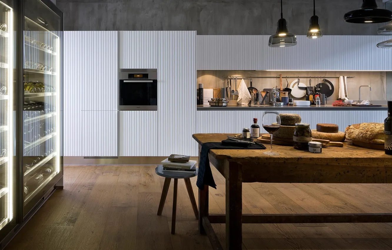 Photo wallpaper design, interior, kitchen, dining room