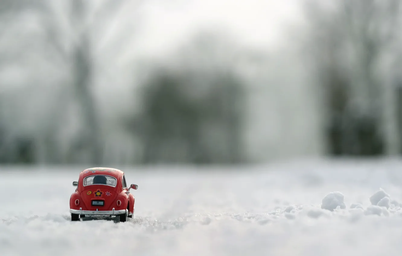 Photo wallpaper snow, toy, machine