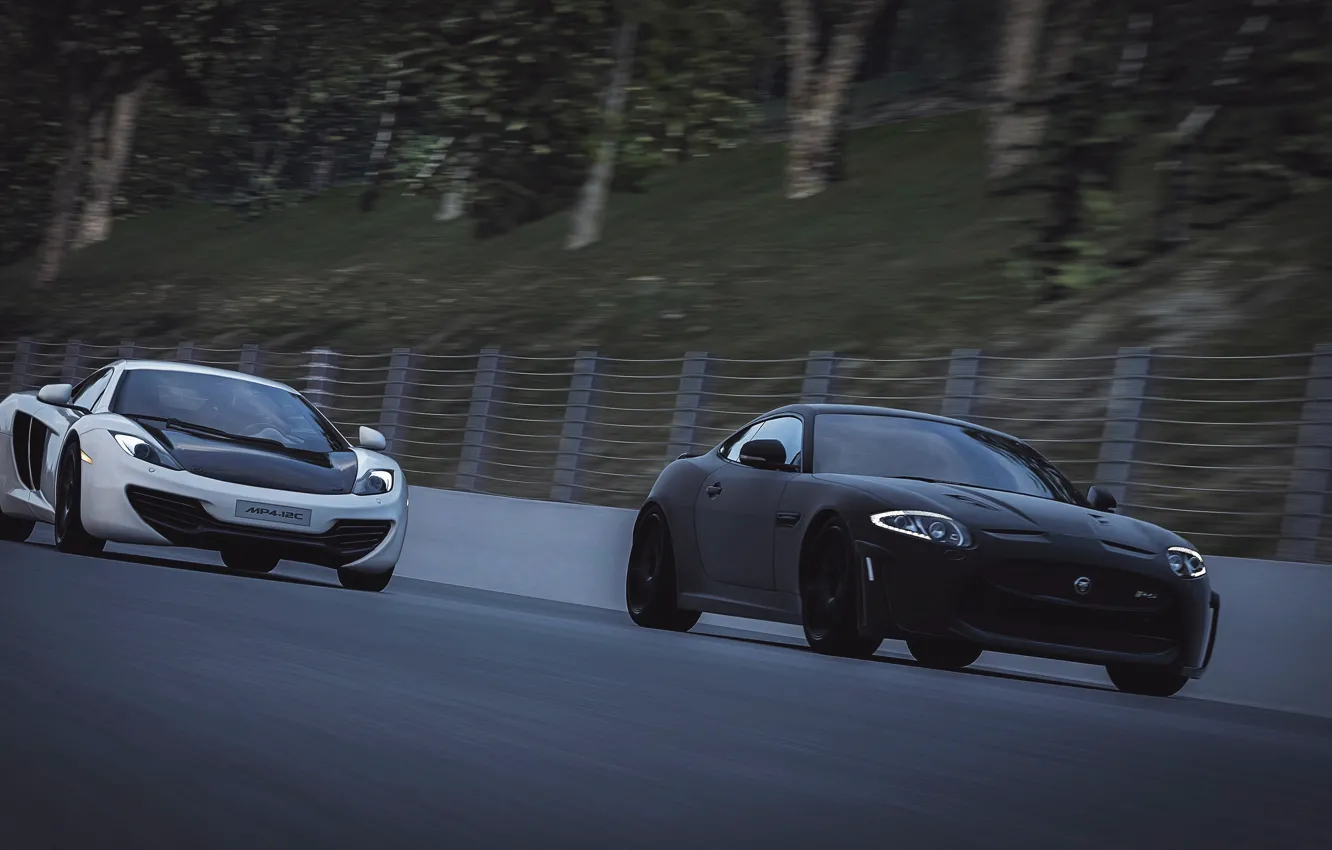 Photo wallpaper race, McLaren, Jaguar, MP4-12C