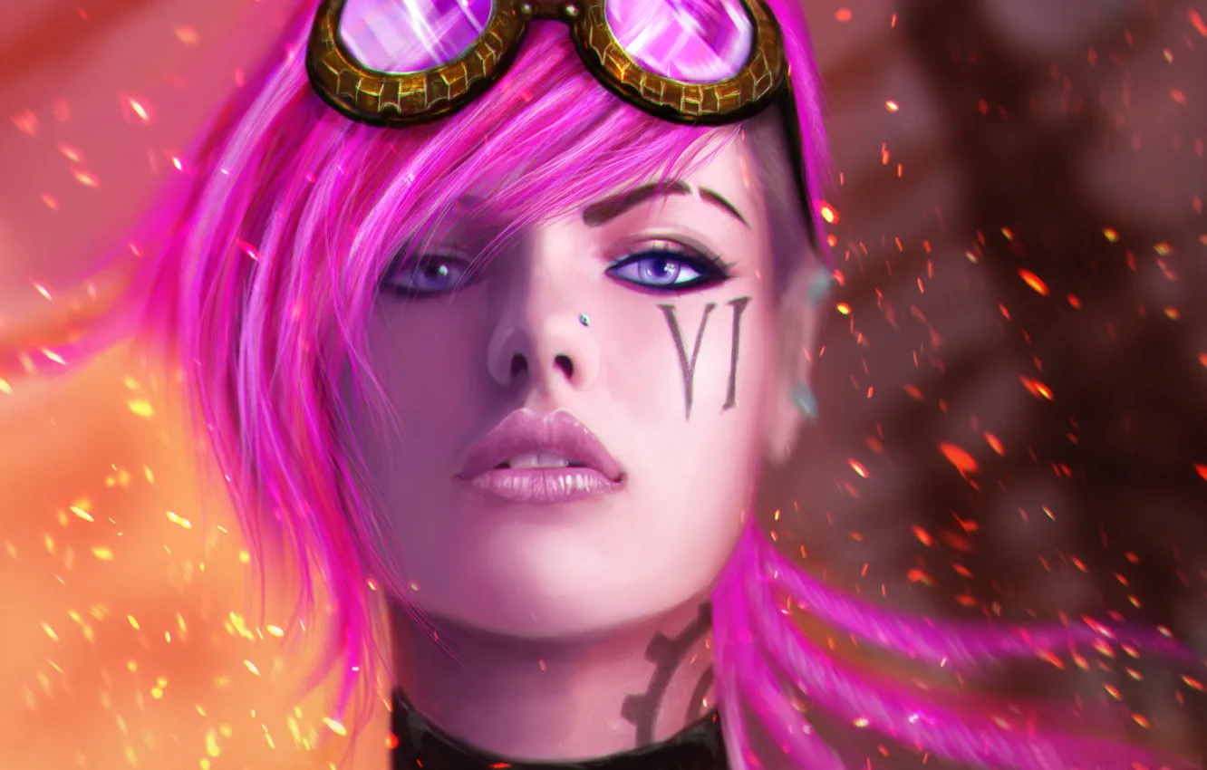 Photo wallpaper face, League of Legends, Piltover Enforcer