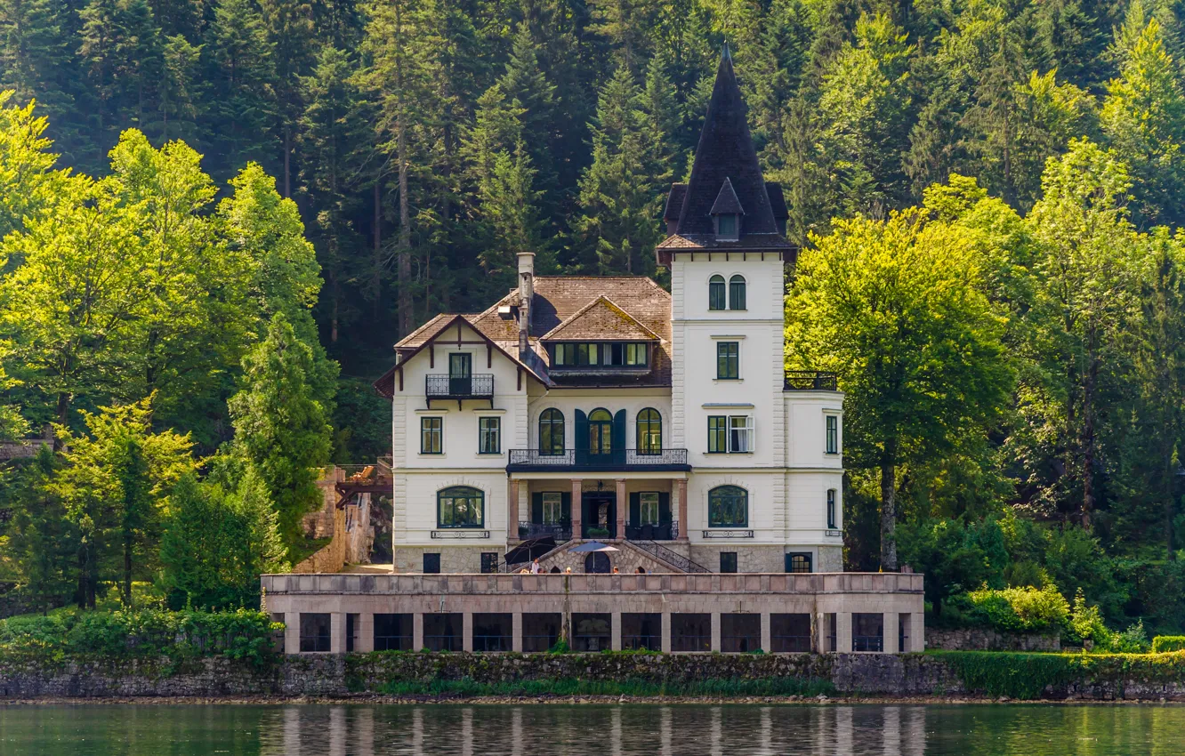 Photo wallpaper lake, Castle, architecture, lake, castle, architecture