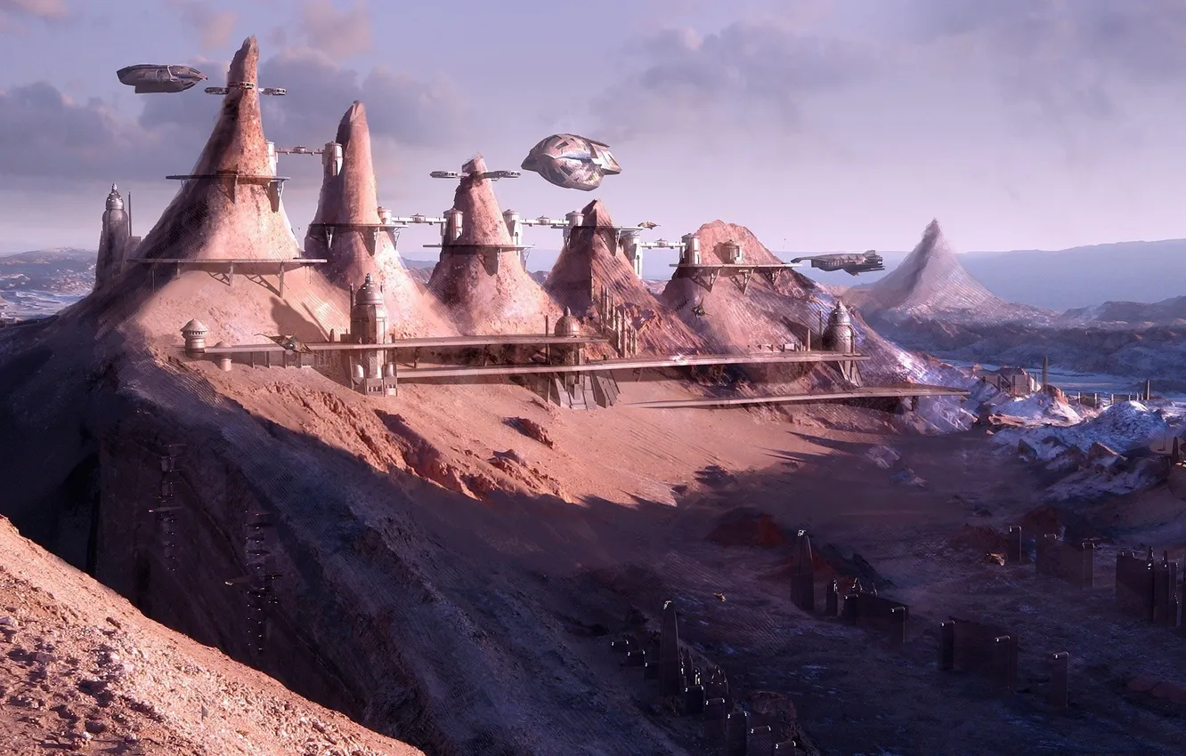 Photo wallpaper sand, the sky, mountains, the city, ship