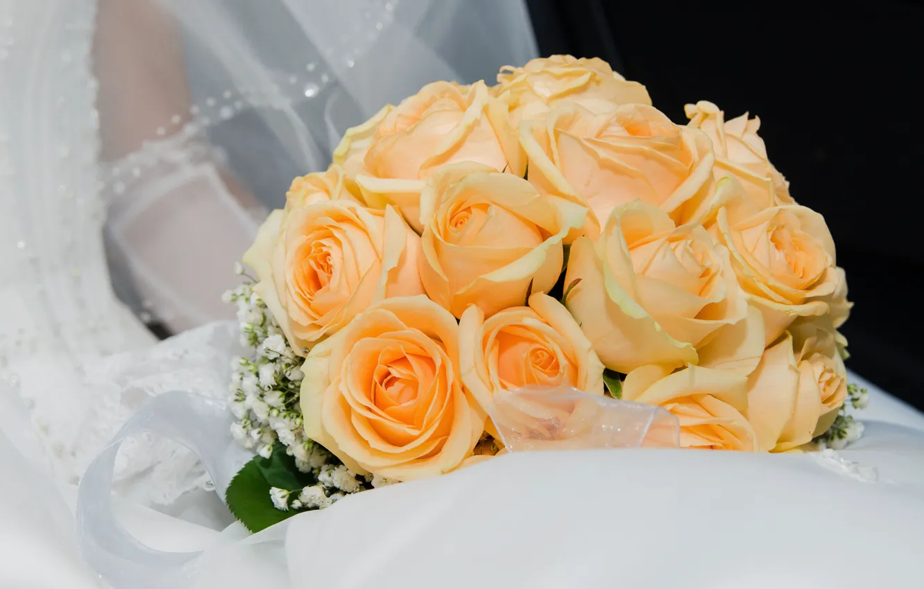 Photo wallpaper roses, bouquet, the bride, wedding, roses, wedding, bouquets