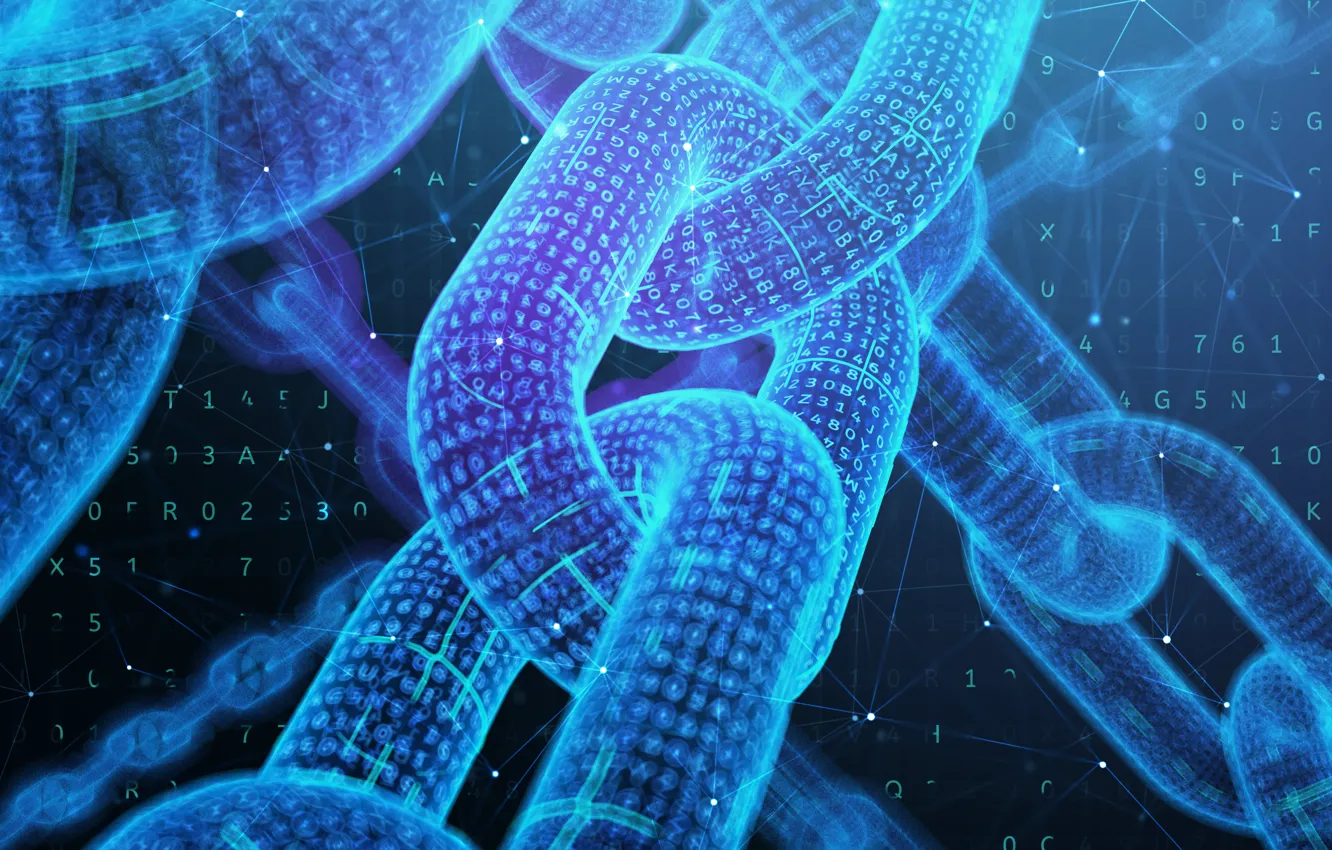 Photo wallpaper blue, chain