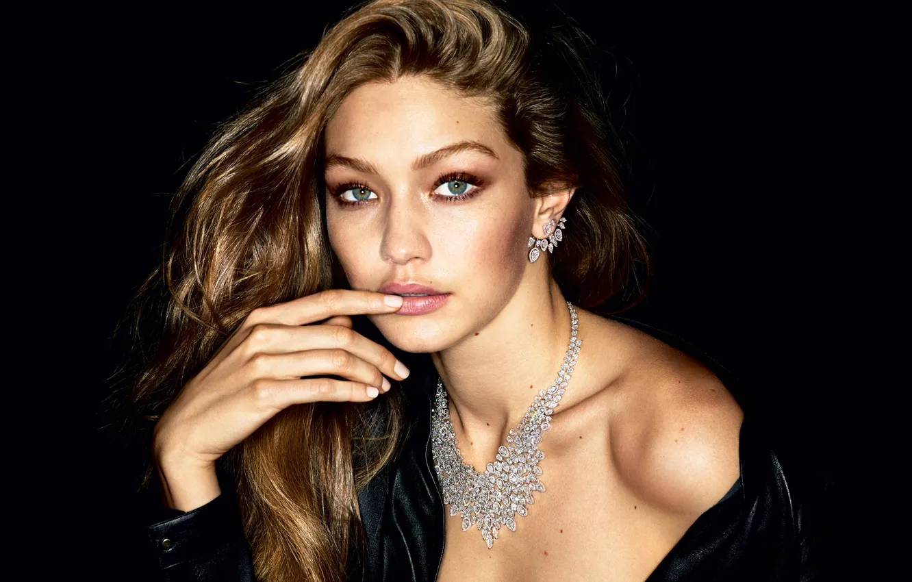 Photo wallpaper decoration, pose, model, portrait, necklace, makeup, hairstyle, brown hair