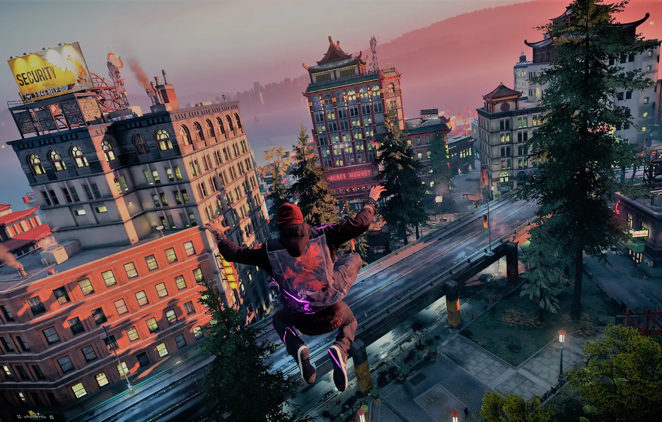 Photo wallpaper the city, jump, guy, inFAMOUS: Second Son
