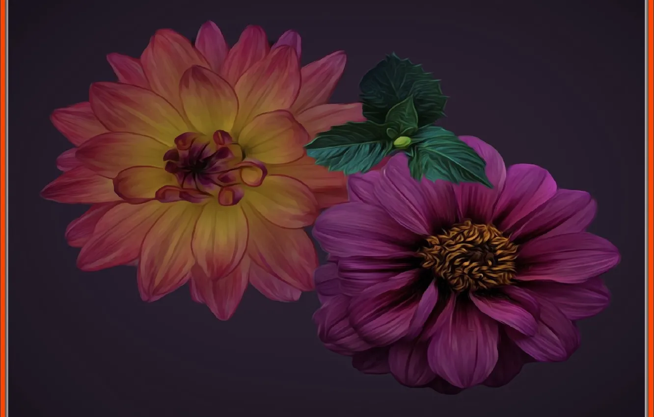 Photo wallpaper flowers, picture, art, painting, art, flowers, picture, format A4