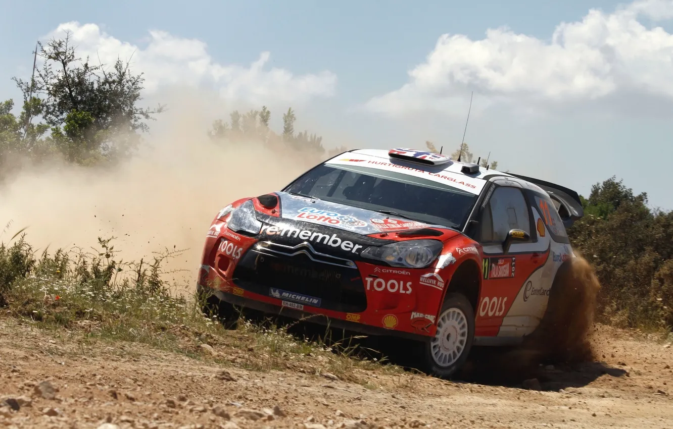 Photo wallpaper machine, auto, red, sport, turn, Citroen, Skid, Citroen