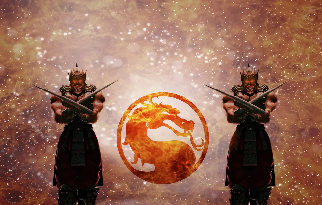 Photo wallpaper lights, dragon, logo, Mortal Kombat, Baraka