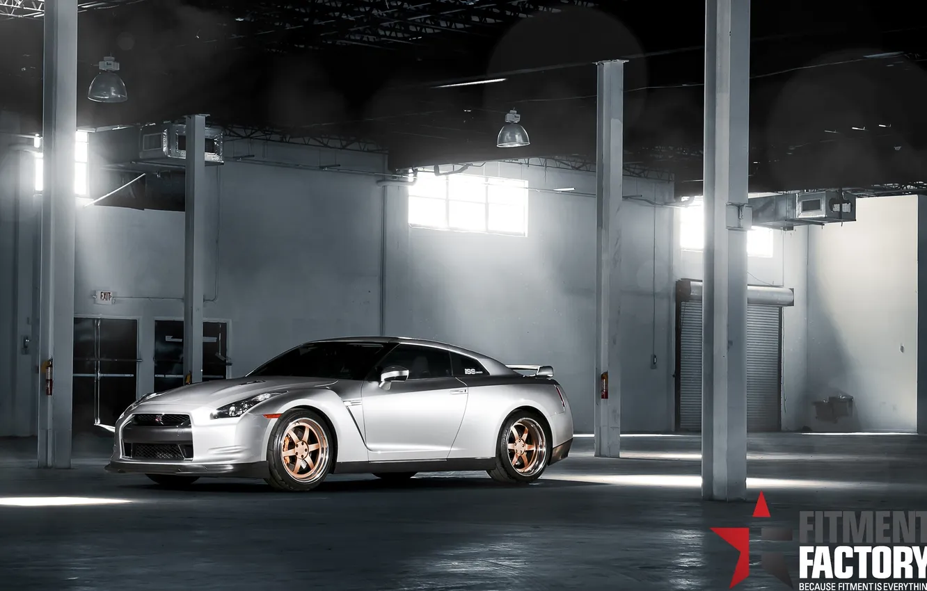 Photo wallpaper silver, Nissan, GT-R, Nissan, the front part, silvery, Fitment Factory