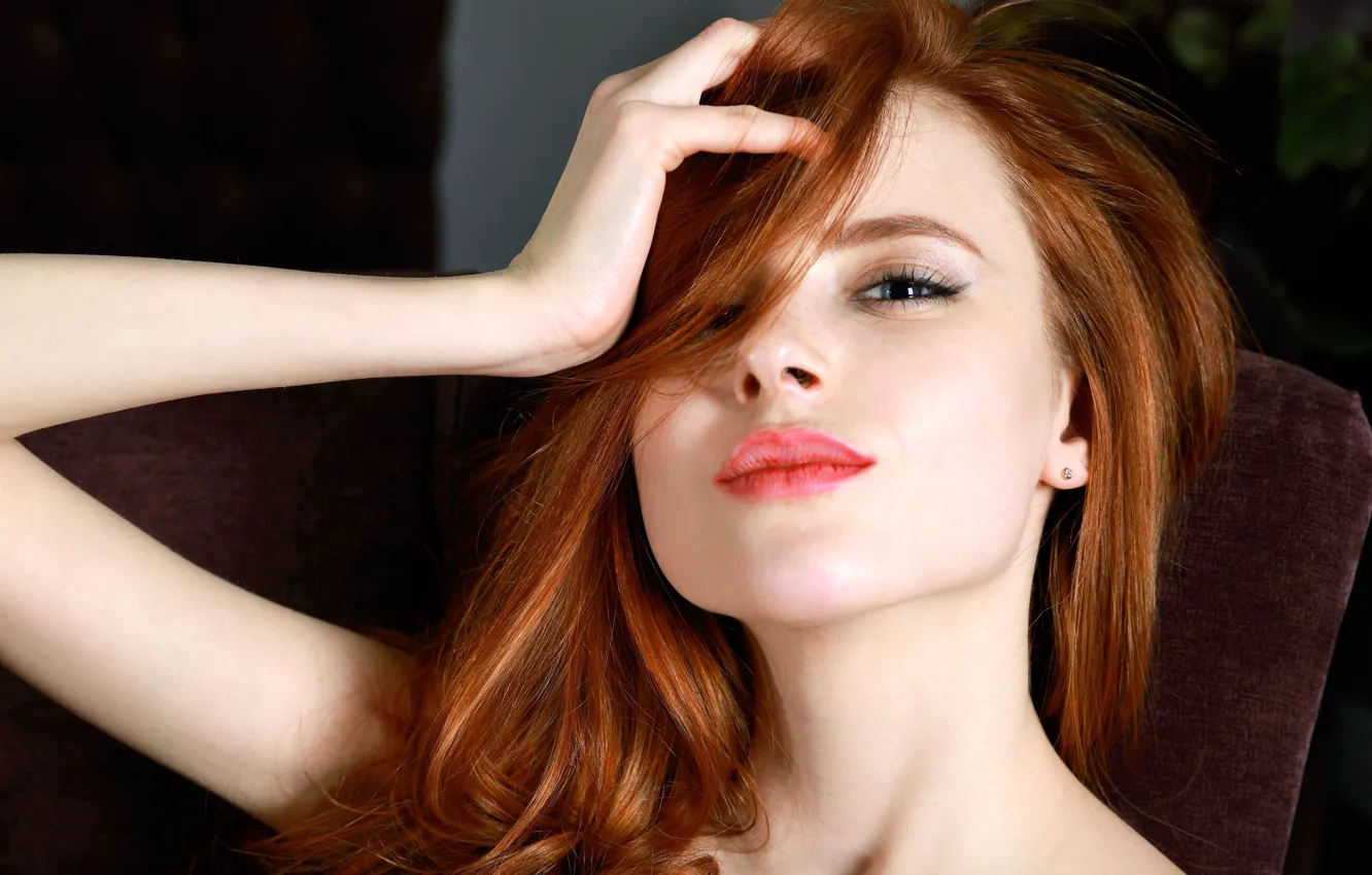 Photo wallpaper look, face, model, redhead, Bella Milano