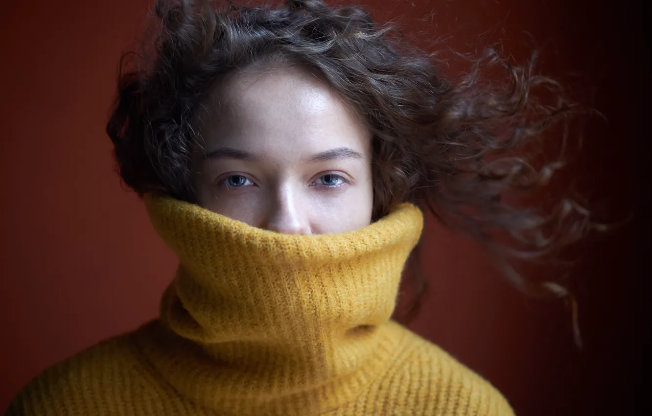 Photo wallpaper girl, hair, sweater, Daria Kryuchkova