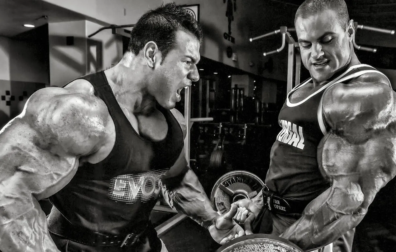 Photo wallpaper pose, muscle, rod, muscles, motivation, biceps, gym, bodybuilder