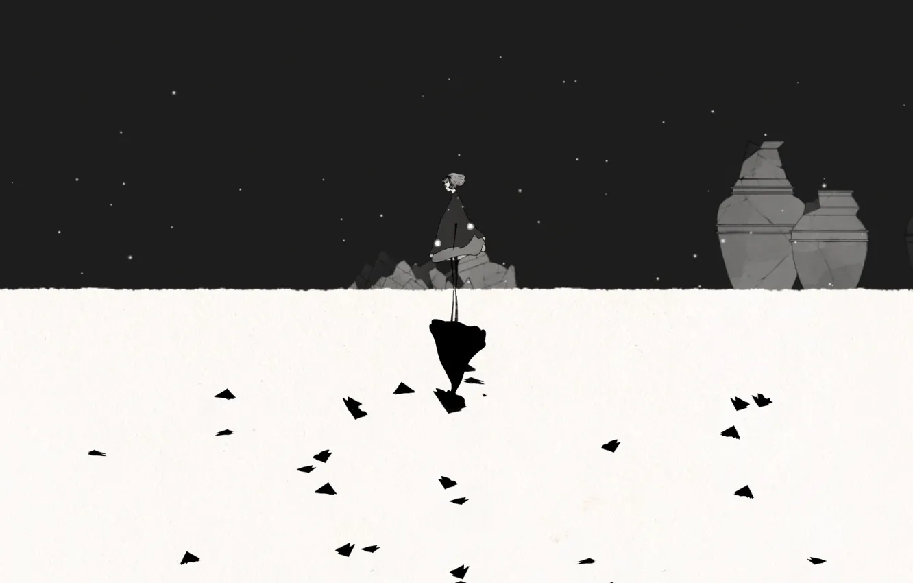 Photo wallpaper night, girl, Grey