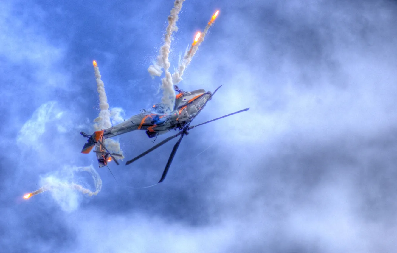 Photo wallpaper flares, helicopter, In Flight