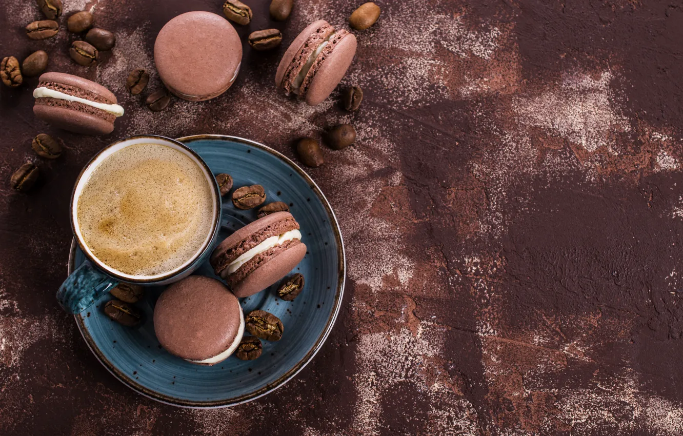 Photo wallpaper coffee, cookies, Cup, cream, dessert, cakes, sweet, coffee cup