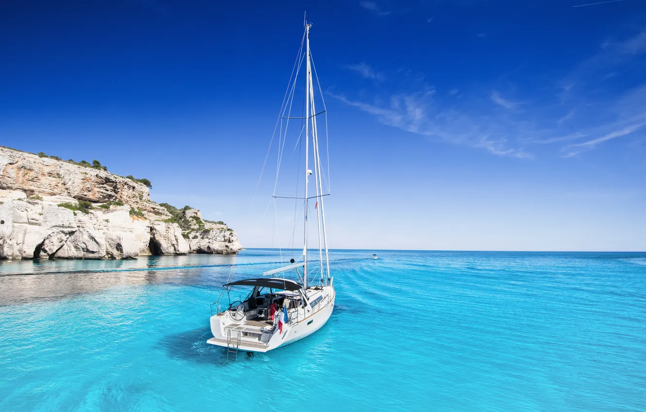 Photo wallpaper ocean, nature, sailing, sailboat, Mediterranean, Sailing boat, Menorca