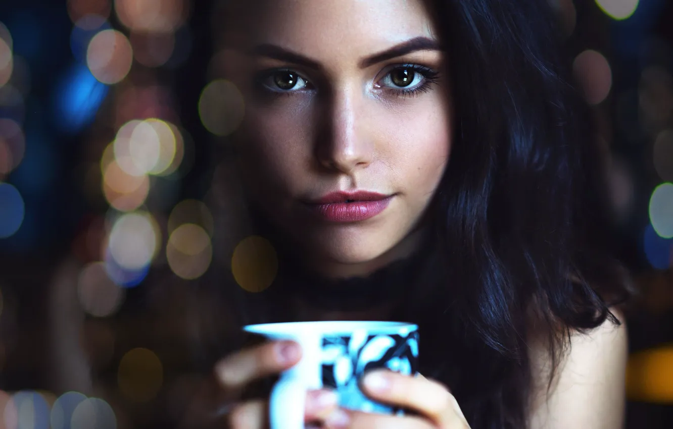 Photo wallpaper look, pose, glare, background, model, portrait, hands, makeup