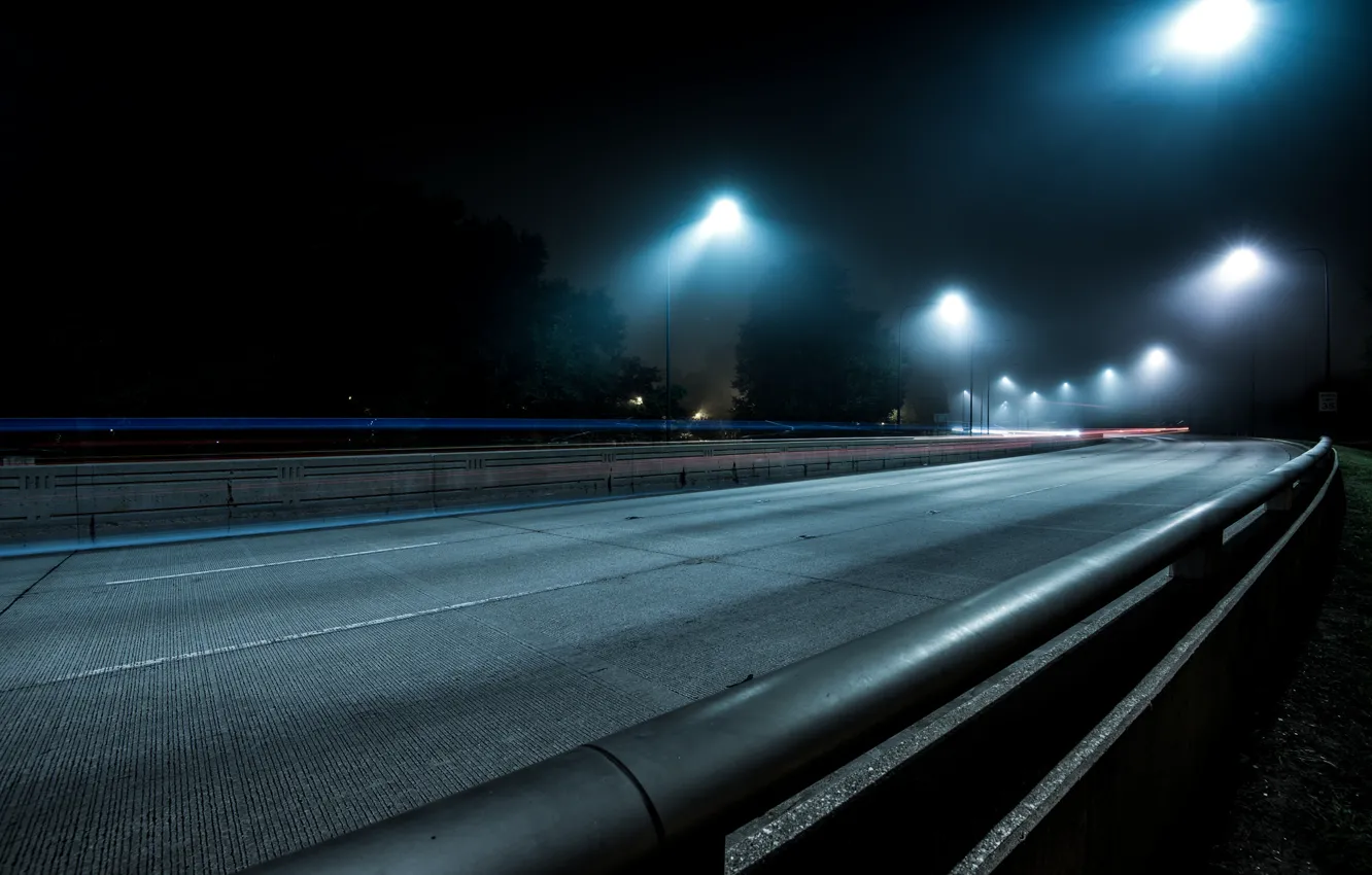 Photo wallpaper road, night, the city