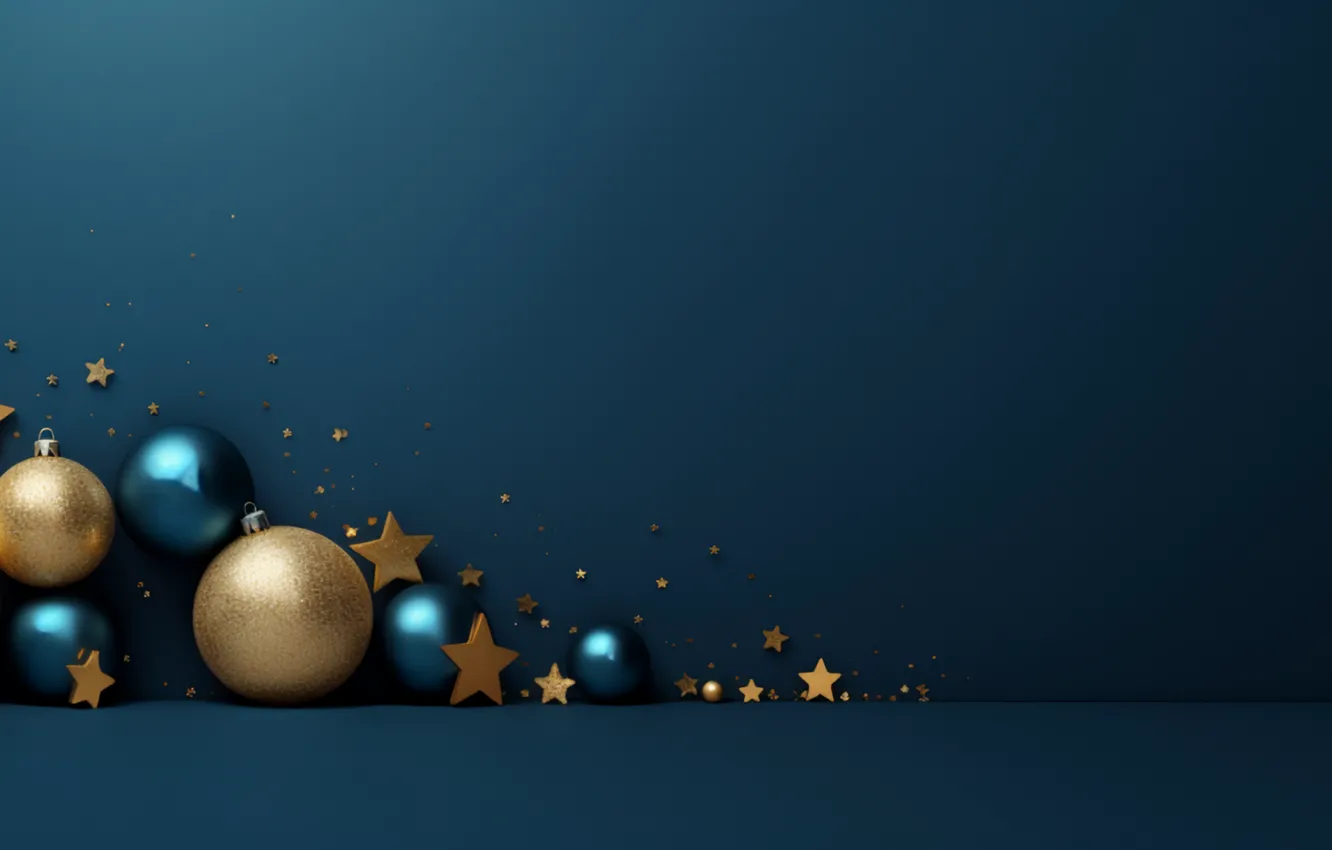 Photo wallpaper balls, the dark background, new year, Christmas, blue background, Christmas decorations, Christmas decorations, AI art