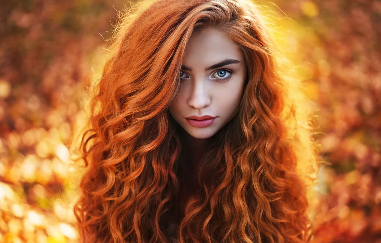 Photo wallpaper look, girl, red, redhead, Paul Toma