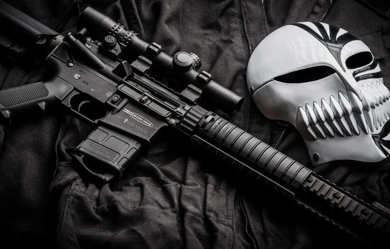 Photo wallpaper mask, USA, sight, AR-15, self-loading, sturmey rifle