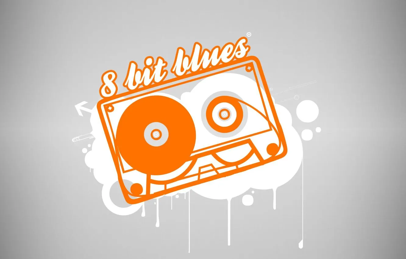Photo wallpaper grey, cassette, Blues, 8 bit