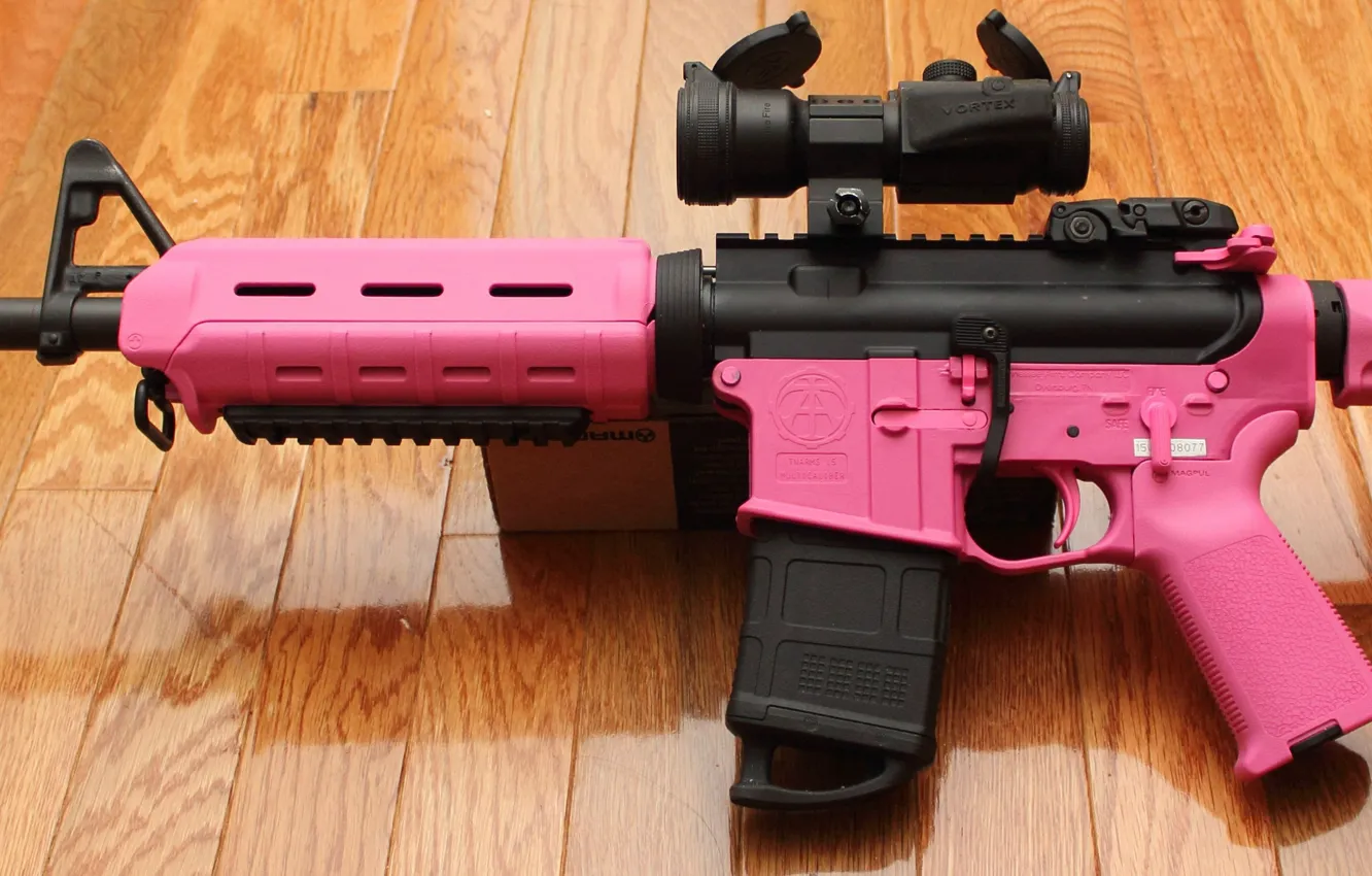 Photo wallpaper pink, assault rifle, AR15, magpul