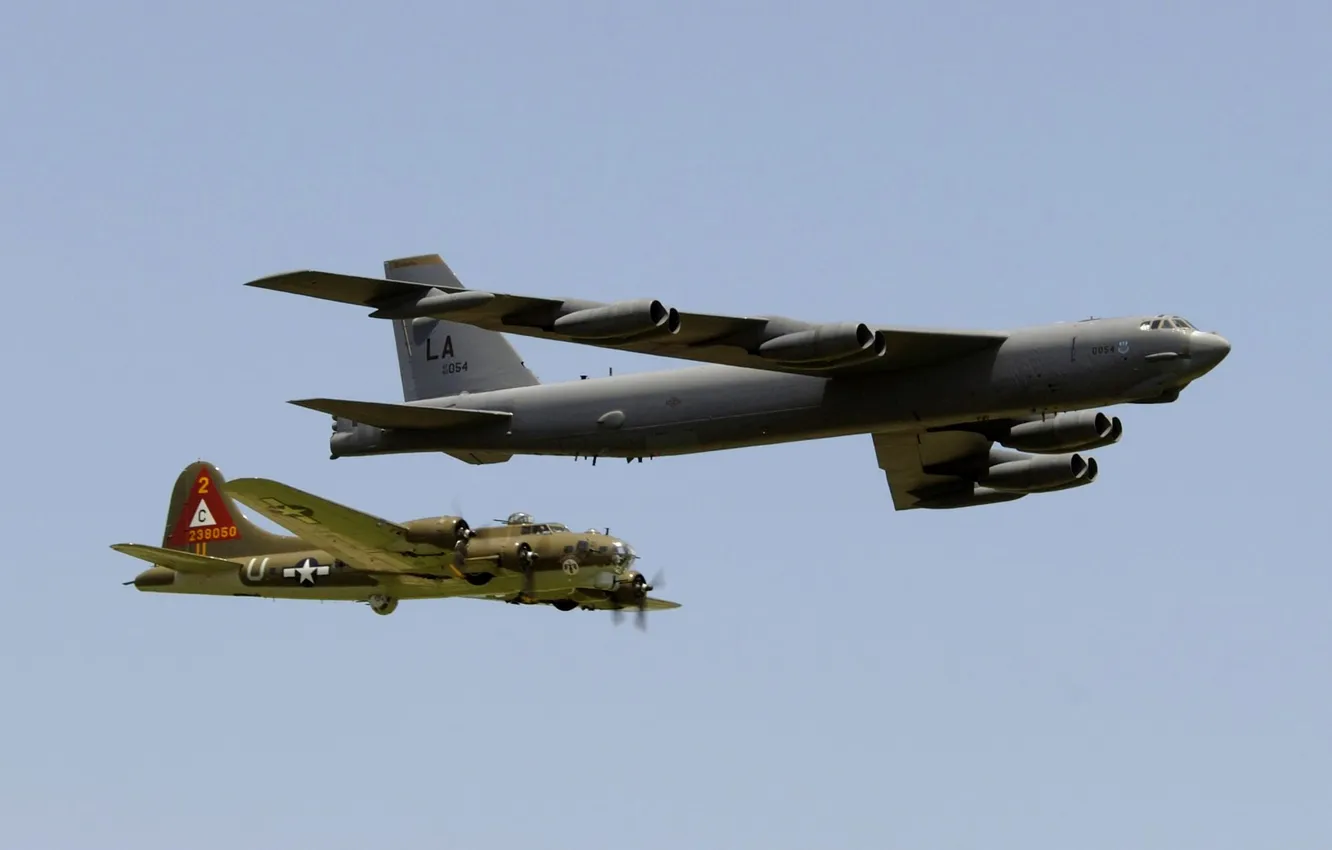 Photo wallpaper the sky, flight, pair, bomber, the plane
