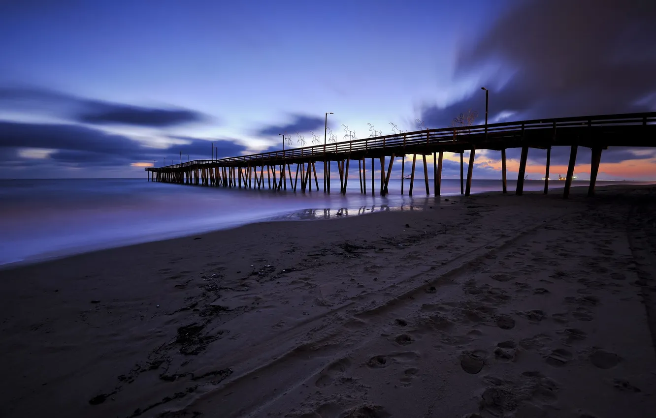 Photo wallpaper sea, the sky, clouds, shore, the evening, tide, pierce