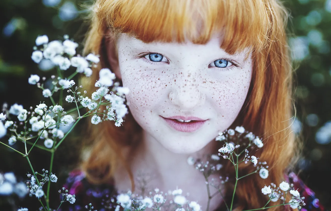 Photo wallpaper girl, freckles, ginger