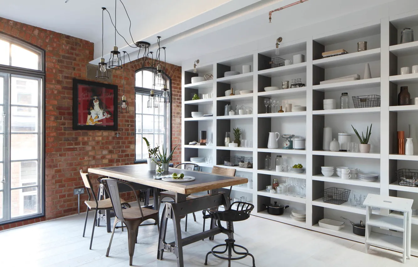Photo wallpaper interior, New York, dining room, Soho Apartment