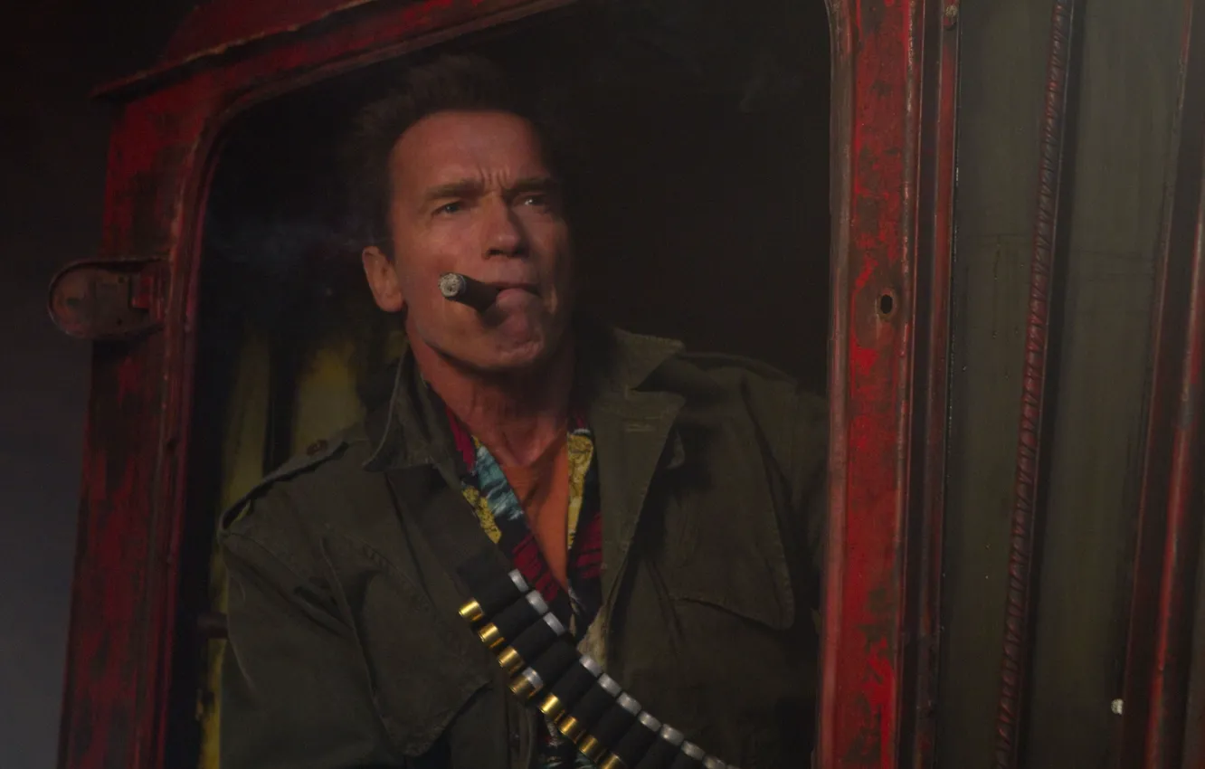 Photo wallpaper man, actor, Arnold Schwarzenegger, The Expendables 2, The expendables 2, Trench, Arnold Schwarzenegger