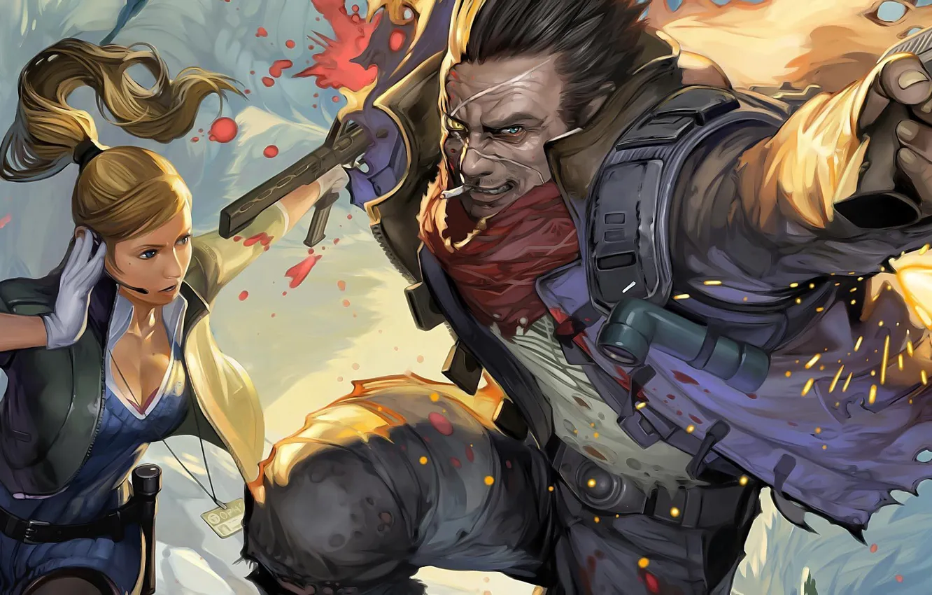 Photo wallpaper girl, face, attack, art, scar, NeverDead