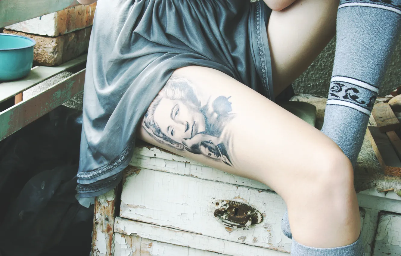 Photo wallpaper feet, tattoo, tattoo