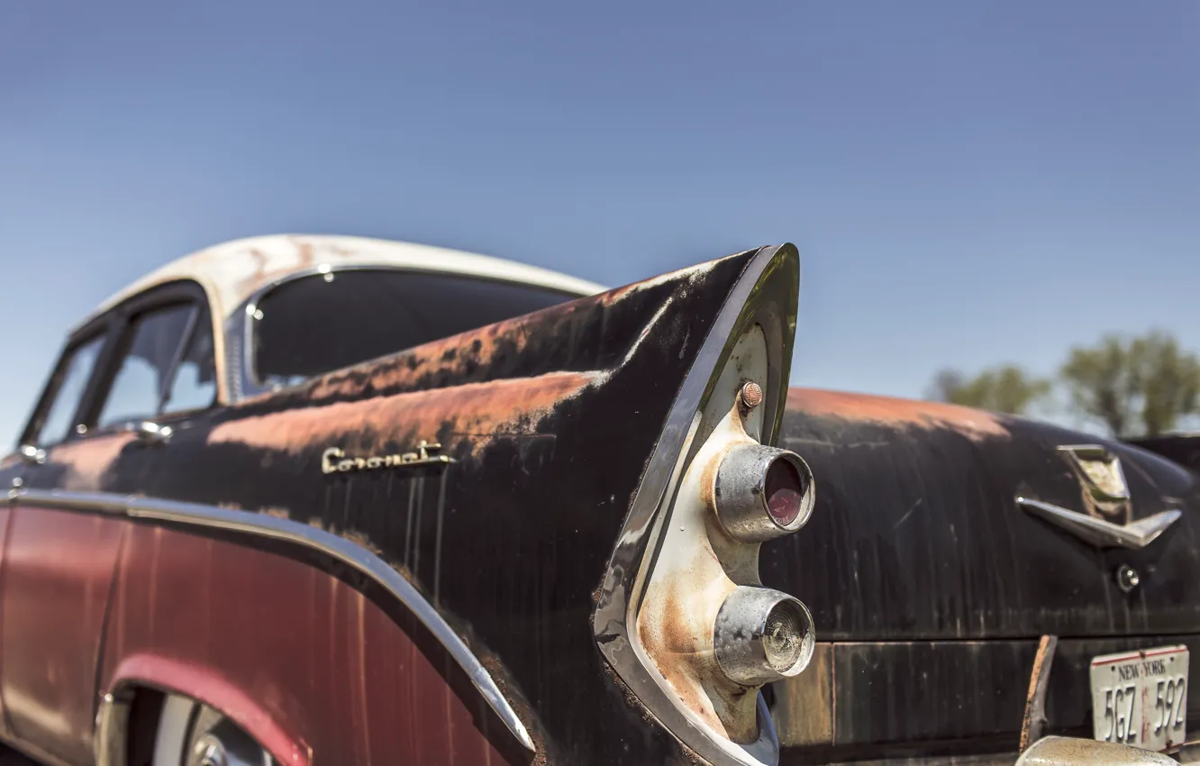 Photo wallpaper retro, rust, car, classic, rear lights, vintage car